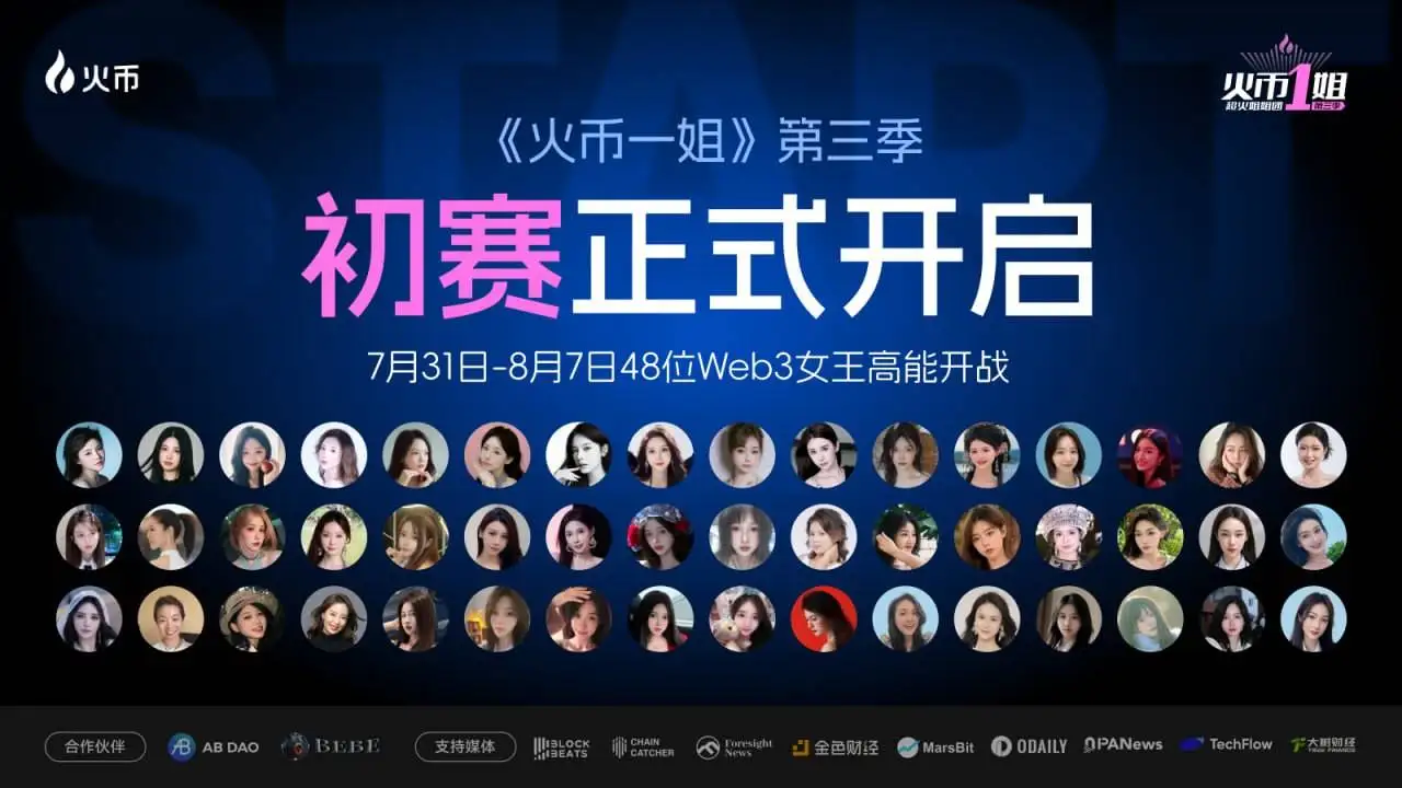 火币HTX“火币一姐”第三季初赛启动 全球200余名Web3女性角逐24强