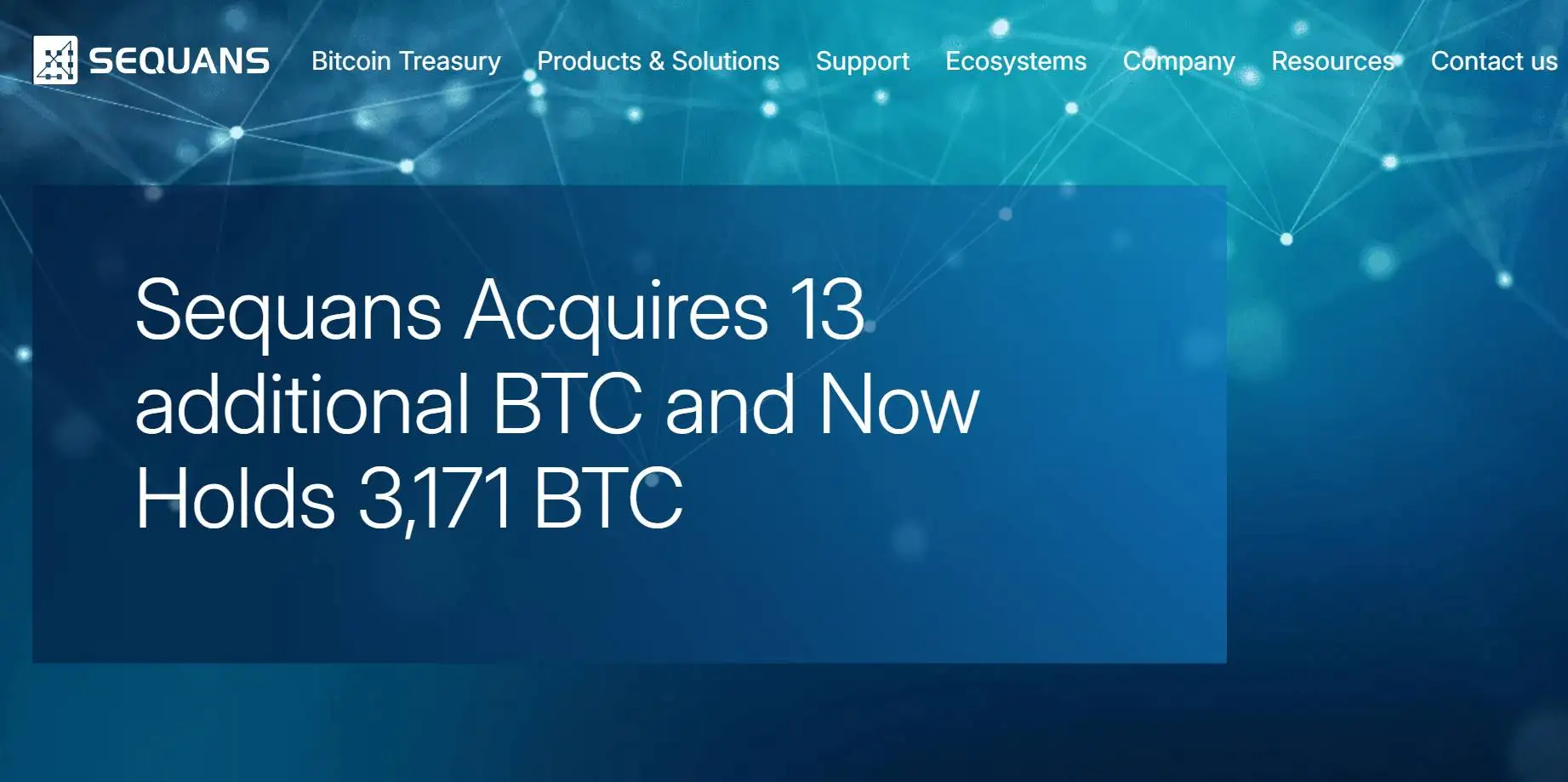 美股上市公司Sequans以117,012美元/枚均价购入13枚BTC，总持仓达3171枚