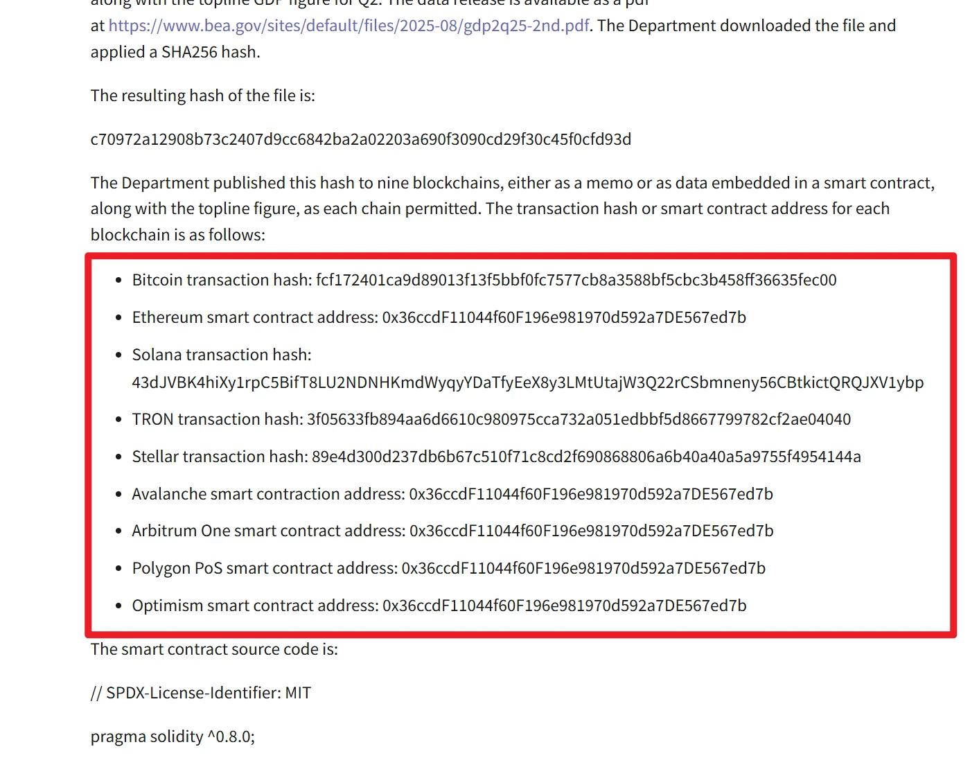 美商务部与Chainlink就GDP上链公链名单存分歧