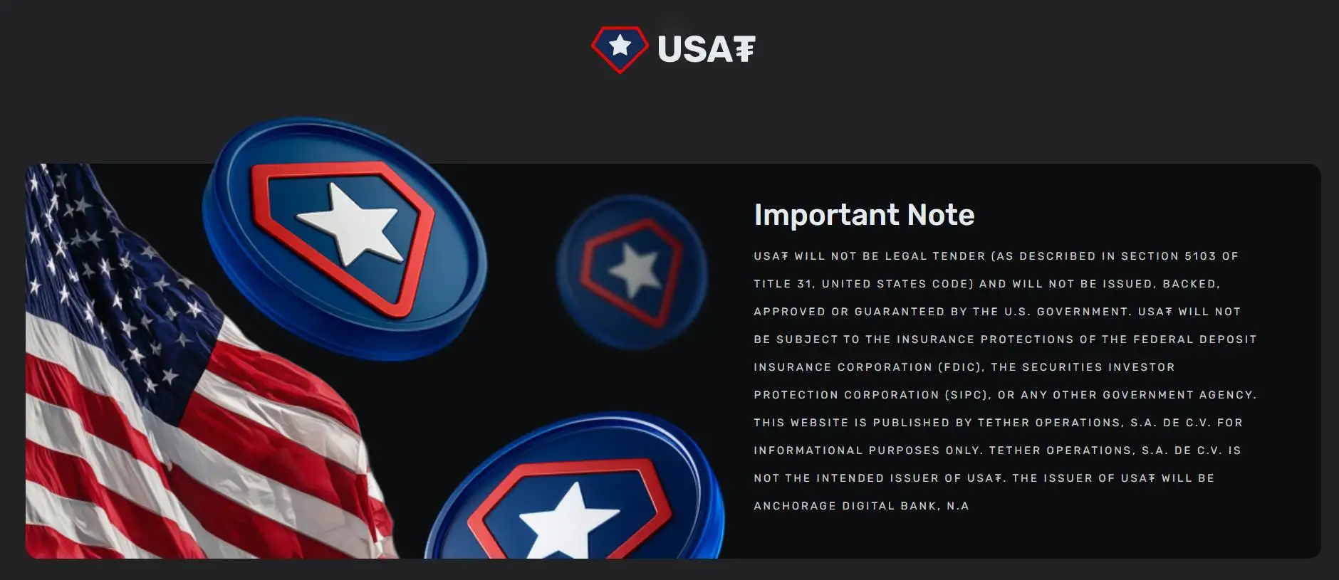 USAT官网声明：非法定货币，不受政府担保